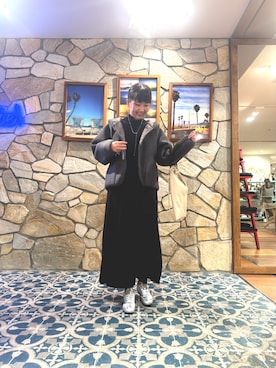 「アイテム（ムートンコート）」を使った、yuriさん（レディース・166cm）の冬コーディネート