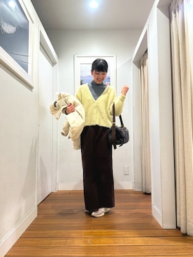 「アイテム（その他アウター、ホワイト系）」を使った、yuriさん（レディース・166cm）の冬コーディネート