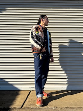 「Lee（リー）のアイテム（パンツ）」を使った、sekineamekajiさん（メンズ・168cm）の冬コーディネート