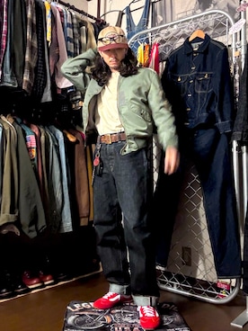 「HOUSTON（ヒューストン）のアイテム」を使った、sekineamekajiさん（メンズ・168cm）の春コーディネート