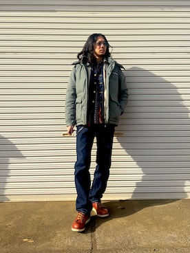 「アイテム（デニムジャケット）」を使った、sekineamekajiさん（メンズ・168cm・20代）の冬コーディネート