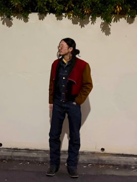 「アイテム（デニムジャケット）」を使った、sekineamekajiさん（メンズ・168cm・20代）の冬コーディネート