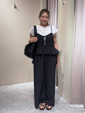 「LOWRYS FARM（ローリーズファーム）の【接触冷感】ベーシックノースリーブ　1043004（Tシャツ/カットソー、ホワイト系）」を使った、kahooo59さん（レディース・158cm）の夏コーディネート