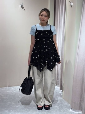 「LOWRYS FARM（ローリーズファーム）のステンレスフープチョーカー 127295（チョーカー、シルバー系）」を使った、kahooo59さん（レディース・158cm）の夏コーディネート