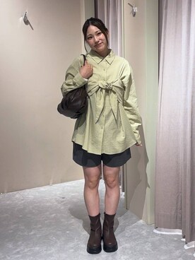 「LOWRYS FARM（ローリーズファーム）のストレッチボリュームヒールブーツ　1044026（ブーツ、ブラウン系）」を使った、kahooo59さん（レディース・158cm）の秋コーディネート