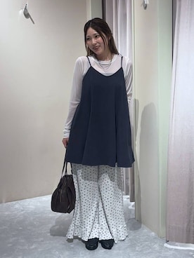 「LOWRYS FARM（ローリーズファーム）のAラインミニキャミワンピース 1047089（スカート、グレー系）」を使った、kahooo59さん（レディース・158cm）の秋コーディネート