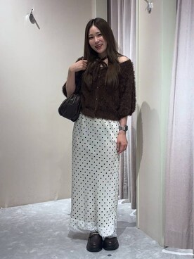 「LOWRYS FARM（ローリーズファーム）の【500mlペットボトル収納可】タックボストンＢＡＧ　1049023（ボストンバッグ、ブラウン系）」を使った、kahooo59さん（レディース・158cm）の夏コーディネート