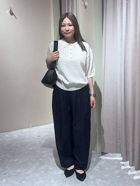 「LOWRYS FARM（ローリーズファーム）のイージーワイドコクーンパンツ 327286（その他パンツ、ブルー系）」を使った、kahooo59さん（レディース・158cm）の春コーディネート