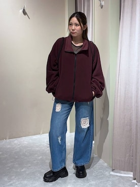 「アイテム（ブルゾン、レッド系）」を使った、kahooo59さん（レディース・158cm）の秋コーディネート