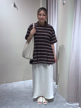 「LOWRYS FARM（ローリーズファーム）のヤワラカルイ２ＷＡＹショルダーＢＡＧ 115210（ショルダーバッグ、ホワイト系）」を使った、kahooo59さん（レディース・158cm）の夏コーディネート
