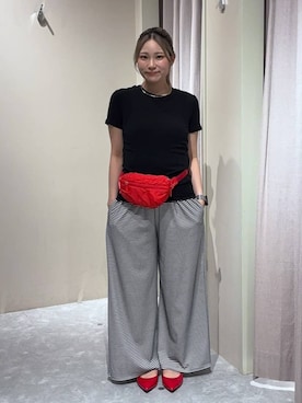 「LOWRYS FARM（ローリーズファーム）の２ＰタンクレイヤードＳＳ 1048915（Tシャツ/カットソー、ブラック系）」を使った、kahooo59さん（レディース・158cm）の夏コーディネート