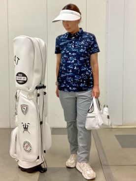 「アイテム（サンバイザー）」を使った、村田　恵さん（レディース・160cm）の夏コーディネート