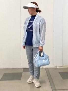 「アイテム（サンバイザー）」を使った、村田　恵さん（レディース・160cm）の春コーディネート