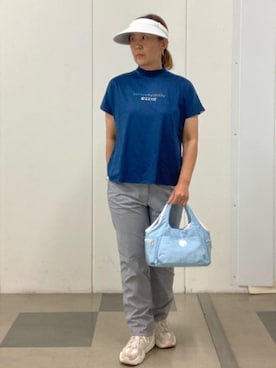 「アイテム（サンバイザー）」を使った、村田　恵さん（レディース・160cm）の春コーディネート