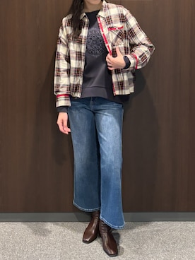 「アイテム（その他トップス、ブルー系）」を使った、WALDOさん（レディース・172cm）の秋コーディネート
