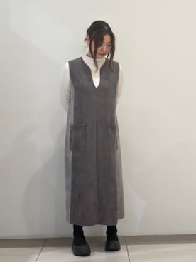 「WALDO（ウォルド）のボトルネック配色リブニット（針織衫、ホワイト系）」を使った、WALDOさん（レディース・172cm）の秋コーディネート