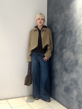 「KBF（ケイビーエフ）のヘムカットジャケット（その他アウター、ベージュ系）」を使った、唯さん（レディース・161cm）の秋コーディネート