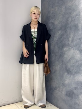 「KBF（ケイビーエフ）のアイテム（ジャケット/アウター）」を使った、唯さん（レディース・161cm）の夏コーディネート