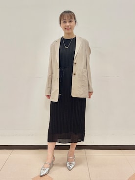 「UNTITLED（アンタイトル）の【華やか/シアー感】ドットジャガードワンピース（ワンピース、ブラウン系）」を使った、rioさん（レディース）の夏コーディネート