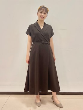 「UNTITLED（アンタイトル）の【アンサンブル可/シアー】リネンエステルカーディガン（カーディガン/ボレロ、ベージュ系）」を使った、rioさん（レディース）の夏コーディネート