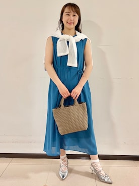 「UNTITLED（アンタイトル）の【古畑星夏さん着用/シアー】ストレッチレースカーディガン（カーディガン/ボレロ、ホワイト系）」を使った、rioさん（レディース）の夏コーディネート