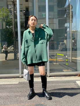 「ビッグシャツ」｜「アイテム（ブーツ）」を使った、nodopachiさん（レディース・162cm）の秋コーディネート