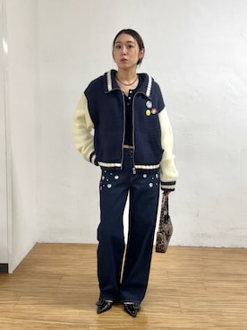 「アイテム（スタジャン）」を使った、nodopachiさん（レディース・162cm）の冬コーディネート