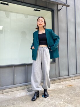 「スウエットパンツ」｜「アイテム（ブーツ）」を使った、nodopachiさん（レディース・162cm）の秋コーディネート