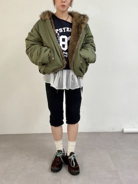 「アイテム（MA-1）」を使った、nodopachiさん（レディース・162cm）の秋コーディネート