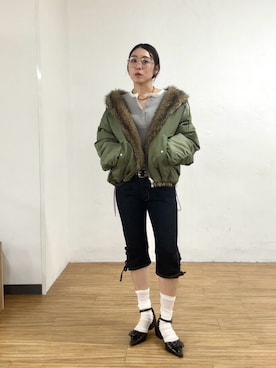 「アイテム（MA-1）」を使った、nodopachiさん（レディース・162cm）の冬コーディネート