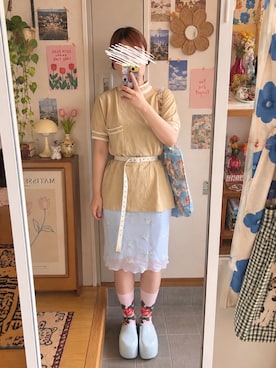 「New York joe のアイテム（トップス、イエロー系）」を使った、mimimimimi823さん（レディース・158cm）の秋コーディネート