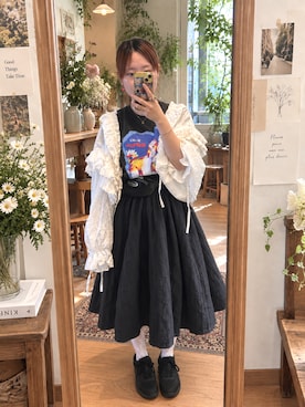 「ASICS（アシックス）のJOG 100T / ジョグ 100ティー / ウィメンズ（スニーカー、ブラック系）」を使った、mimimimimi823さん（レディース・158cm）の秋コーディネート