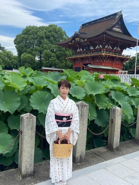 「不明のアイテム（着物、ホワイト系）」を使った、cream1010さん（レディース・149cm）の夏コーディネート