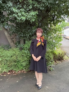 「古着のアイテム（ワンピース、ブラック系）」を使った、cream1010さん（レディース・149cm）の夏コーディネート