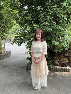 「axes femme（アクシーズファム）のアイテム（スカート、ベージュ系）」を使った、cream1010さん（レディース・149cm）の夏コーディネート