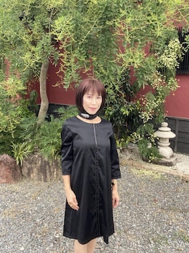 「着物リメイクのアイテム（ワンピース、ブラック系）」を使った、cream1010さん（レディース・149cm）の夏コーディネート