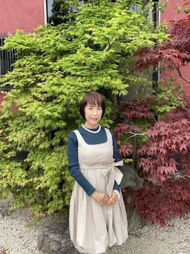 「古着のアイテム（ワンピース、ベージュ系）」を使った、cream1010さん（レディース・149cm）の夏コーディネート