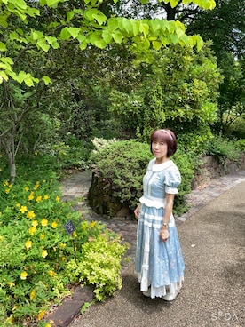 「中国ブランドのアイテム（ワンピース、ブルー系）」を使った、cream1010さん（レディース・149cm）の夏コーディネート