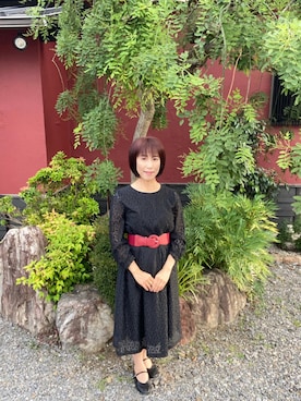 「古着のアイテム（ワンピース、ブラック系）」を使った、cream1010さん（レディース・149cm）の夏コーディネート