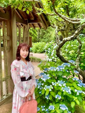 「古着のアイテム（ワンピース、ピンク系）」を使った、cream1010さん（レディース・149cm）の夏コーディネート