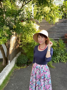 「古着のアイテム（スカート、ピンク系）」を使った、cream1010さん（レディース・149cm）の夏コーディネート