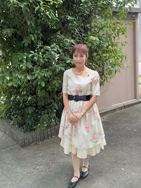 「不明のアイテム（ワンピース、ホワイト系）」を使った、cream1010さん（レディース・149cm）の夏コーディネート