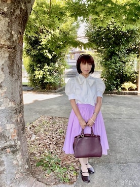 「GRL（グレイル）のアイテム（シャツ/ブラウス、ホワイト系）」を使った、cream1010さん（レディース・149cm）の夏コーディネート
