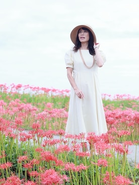 「古着のアイテム（ワンピース、ホワイト系）」を使った、cream1010さん（レディース・149cm）の秋コーディネート