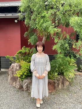 「古着のアイテム（ワンピース、ブルー系）」を使った、cream1010さん（レディース・149cm）の夏コーディネート