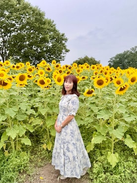 「しまむら（シマムラ）のアイテム（ワンピース、ホワイト系）」を使った、cream1010さん（レディース・149cm）の夏コーディネート