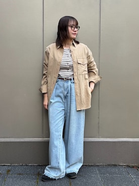 「B.C STOCK（ベーセーストック）のウォッシャブル / DU JOUR / デュ ジュール PEG TUCK JEAN（デニムパンツ、ブルー系）」を使った、Haruさん（レディース・155cm）の春コーディネート