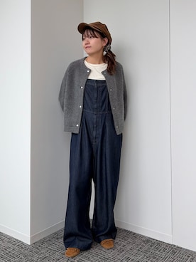 「B.C STOCK（ベーセーストック）のウォッシャブル / DUJOUR / デュジュール JEAN CORSET SALOPE（デニムパンツ、ブルー系）」を使った、Haruさん（レディース・155cm）の秋コーディネート