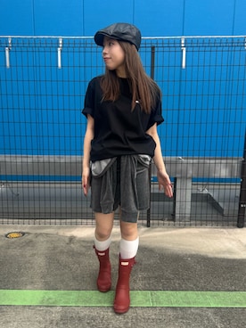 「AWESOME NEEDS（オーサムニーズ）の【AWESOME NEEDS / オーサムニーズ】 CLASSIC HUNTING CAP_LEATHER（ハンチング/ベレー帽、ブラック系）」を使った、otohaさん（レディース・152cm）の冬コーディネート