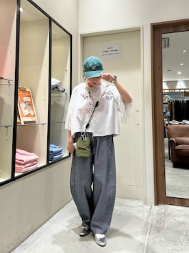 「CIAOPANIC TYPY（チャオパニックティピー）のアイテム（キャップ）」を使った、HONOさん（レディース・156cm）の春コーディネート